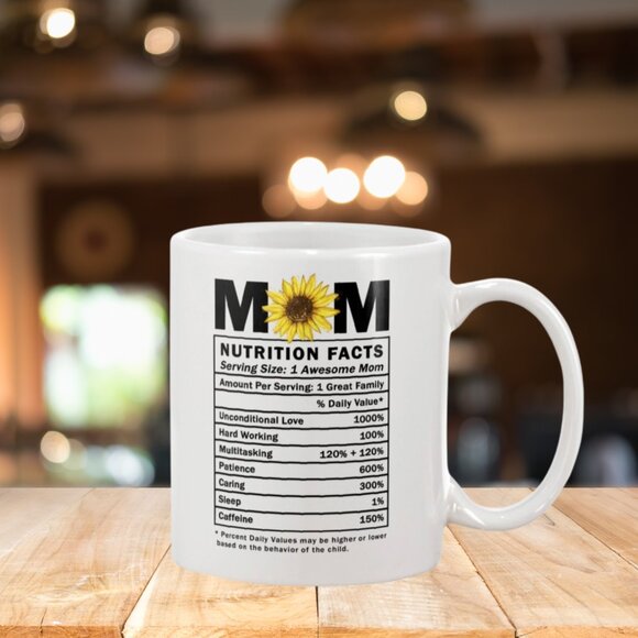 Mom Appreciation Mug "Mom Nutrition Facts" Gift for Christmas 11 oz Ceramic Mug - Picture 5 of 5
